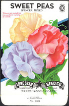 Brightly Colored Spencer Mixed Sweet Peas Lone Star 10¢ Seed Pack - £4.68 GBP