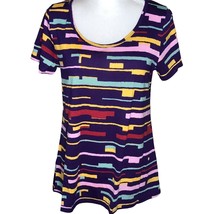 LuLaRoe Classic T Women&#39;s Top Small Purple and Multicolored Stripes NWT - $17.82