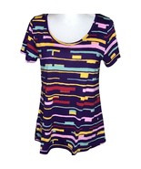 LuLaRoe Classic T Women&#39;s Top Small Purple and Multicolored Stripes NWT - £13.49 GBP