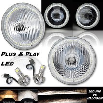7&quot; SMD White 6k Stock H4 Halo Angel Eye Headlight 24w LED Light Lamp Bulb Pair - $179.95