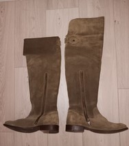FRYE Women’s Shirley Over The Knee Suede Riding Boots Sz. 7.5 Beige  - £48.26 GBP