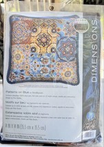  Dimensions Patterns On Blue Needlepoint Kit New 71-20081 2015 Pillow - £54.29 GBP