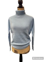 Vintage Sweater Womens Light Blue Cashmere Turtleneck Jumper Pullover - $27.55