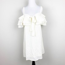 Entro Women’s Cream Off The Shoulder Dress Medium Ruffle Sleeve Bow Tie Ivory - £26.32 GBP