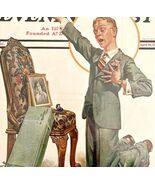 Saturday Evening Post Cover 1927 Man Practicing Proposing Lithograph Art... - $55.73 CAD