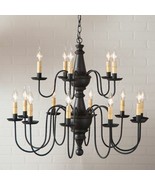 Harrison Two Tier Wood chandelier in Black  - 15 Light - $20,148.52 MXN