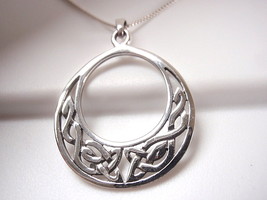 Celtic Weave Circle in Circle Pendant 925 Sterling Silver Corona Sun Jewelry - $21.59