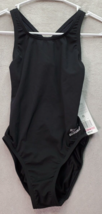 Speedo One Piece Swimsuit Womens 10/26 Black Polyester Solid Cheeky Cove... - $27.75