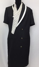AMANDA SMITH Size 14 W Black Longline COAT Jacket Stretch Hand Pockets - $30.51