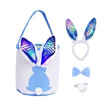 Easter Baskets for Kids Cute Easter Bunny Baskets with Led Ears for Boy Girls Li - £28.05 GBP