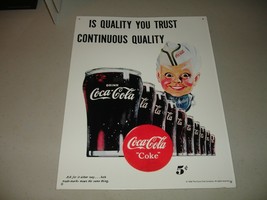 Coca-Cola Sprite Boy "Is Quality You Trust Continuous Quality" 1995 Tin Sign VG - $11.87