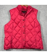 Lands End Womens Vest XL Quilted Nylon Down Red Snap Closure - $389.40 MXN