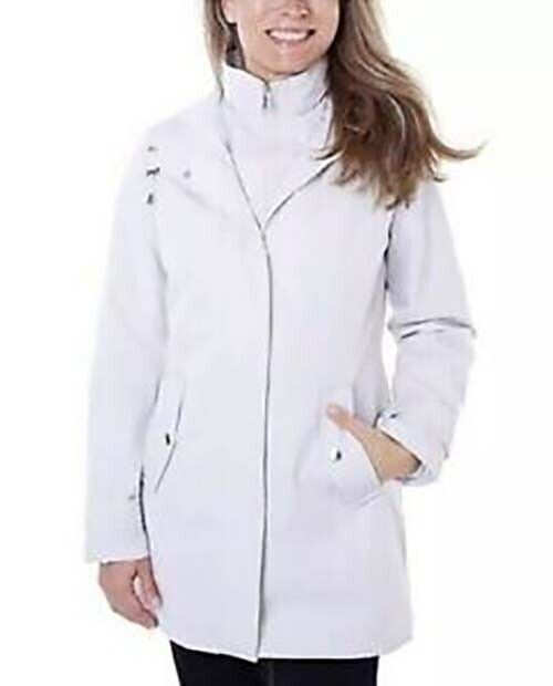 HFX Ladies&#39; All Weather Trench Coat Water Resistant Hooded (Cement, L) - $22.18