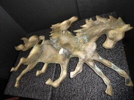 Solid Brass Running Horses Wall hanging Art Sculpture  Measures 20" L x 14" H image 9