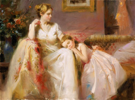 Pino &quot;Touch of Warmth&quot; Giclee on Canvas Hand s/n COA size 30x40 Mother daughter - £1,161.19 GBP