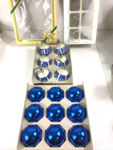 Vintage Glass Christmas Ornaments Noelle  15 total Blue and Silver in Boxes. - £10.46 GBP