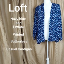 Loft Navy Blue Print Buttonless Causal Jacket Size M/L - £12.55 GBP