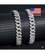 MOISSANITE 10MM Cuban Link Bracelet 925 Silver Iced Pass Diamond Tester ... - $268.99+