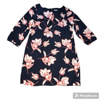 Old Navy Dress Womens Medium Navy Blue Pink and White Floral Lightweight Summer - $11.29