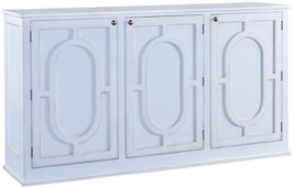Sideboard Braxton Venetian White Wood Transitional Ovals Brass Hardware 3-Door - £2,795.02 GBP
