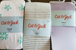 Three (3) Pair Cat &amp; Jack Brand Footed Tights ~ Girl&#39;s Size 12-14 NEW (30) - £17.93 GBP