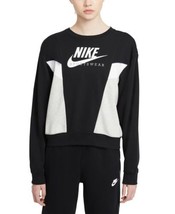 Nike Womens Heritage Colorblocked Sweatshirt,Black/Grey Heather/White,X-Small - £56.87 GBP