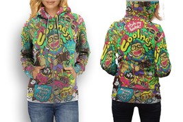 Coolness Collage Cartoon  Womens Graphic Zipper Hooded Hoodie - £27.42 GBP+