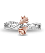 Enchanted Disney Ring 14K Rose Gold over Silver 1/10 TC Belle Rose Fashi... - $162.72 CAD
