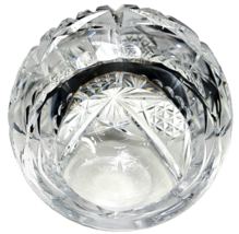 Crystal Cut Vintage Clear Glass Orb Vase Pineapple Diamond Pattern 5in Heavy - £23.52 GBP