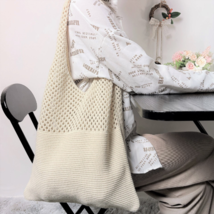 White Crochet Tote Bag, Cross Stitch Bag, Granny Square Bag, Crochet Bag Cute - £21.67 GBP