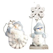 Encore Snow Buddies Ornaments Slick on Snowflake Swing Candy Cane Lot of 2 VTG - £10.01 GBP