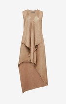 NWT BCBG MaxAzria Tara Trar in Light Fatigue Faux Suede Ruffle High Low Dress S - £65.54 GBP