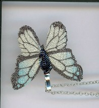 Moda Handmade Azul Gris Color Mariposa Colgante Con Collar - £21.25 GBP