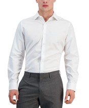 Bar III Men&#39;s Slim-Fit Leopard Texture Jacquard Dress Shirt White-Large 16-16.5 - £16.64 GBP