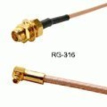 PIMFG RG-316 SMA-RP Female Bulkhead to MMCX-RP Male Right-Angle Cable, 2... - $69.00
