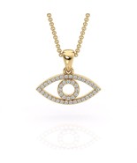 0.35Ct Moissanite Diamond Evil Eye Necklace / 14k Solid Gold Nazar Good ... - $2,464.29 MXN