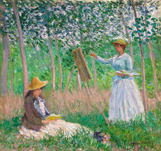 Claude Monet In The Woods At Giverny Blanche Hoschede Art Giclee Oil Painting - £7.31 GBP+