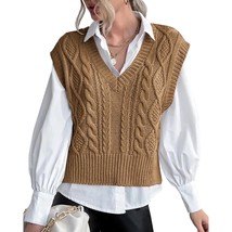 Cropped Sweater Vest Women V-Neck Knit Tank Tops Solid Color Argyle Plaid Preppy - £47.20 GBP