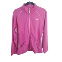 Adidas Zip Up Top Medium Womens Long Sleeve Pink White Pockets Casual - £12.29 GBP