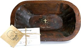 Wooden 9-Inch Dough Bowl With Cards For Prayers; Rustic Wood Bread Bowls. - £30.42 GBP