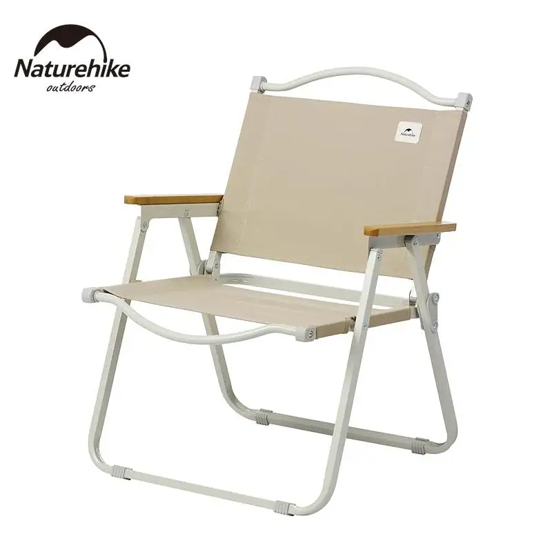 T camping folding patio chair lawn chair with solid wood armrest heavy duty beach chair thumb200