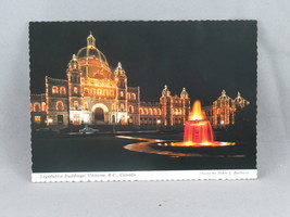 Vintage Postcard - British Columbia Legislature at Night - Peacock Postcards - £11.99 GBP