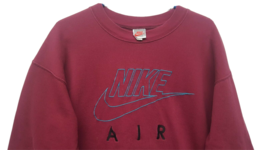 Vtg Nike AIR Spell Out Block Letter Big Swoosh Crew Sweatshirt USA Made Gray Tag - £137.33 GBP