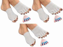 MojaSports Gel-Lined Toe Alignment Comfy Socks (3 Pair Socks &amp; Silicone Toe Sepa - £55.69 GBP