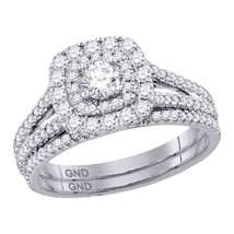 14k White Gold Round Diamond Bridal Wedding Engagement Ring Band Set 1.00 Ctw - £1,431.40 GBP