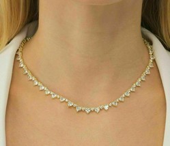 9.40CT Heart Cut Simulated Diamond Gold Plated925 Silver Tennis Choker Necklace - £241.32 GBP