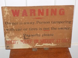 Vintage 1942 Cardboard Warning Gas Station Notify Police or Sheriff Sign - $1,014.94 MXN