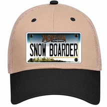 Snow Boarder Montana State Novelty Khaki Mesh License Plate Hat - £22.38 GBP