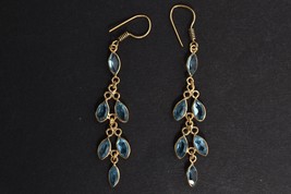 Handmade Silver Blue Topaz Marquise Shape silver/Gold/Rose Plated Women Earrings - £27.65 GBP+