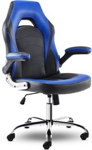 Grey Pu Leather Executive Swivel Computer Desk Chair With Flip-Up, And Gaming. - £112.69 GBP